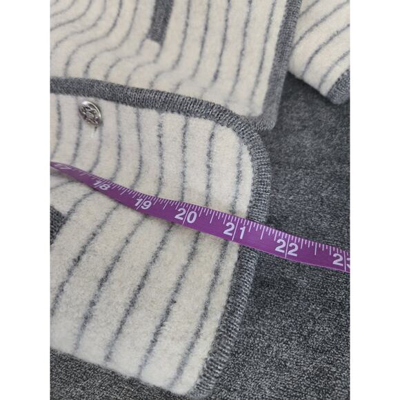 Vintage Preppy Academia SKYR Pure Wool Structured Striped Cardigan Sweater Sz 10 - Picture 11 of 12